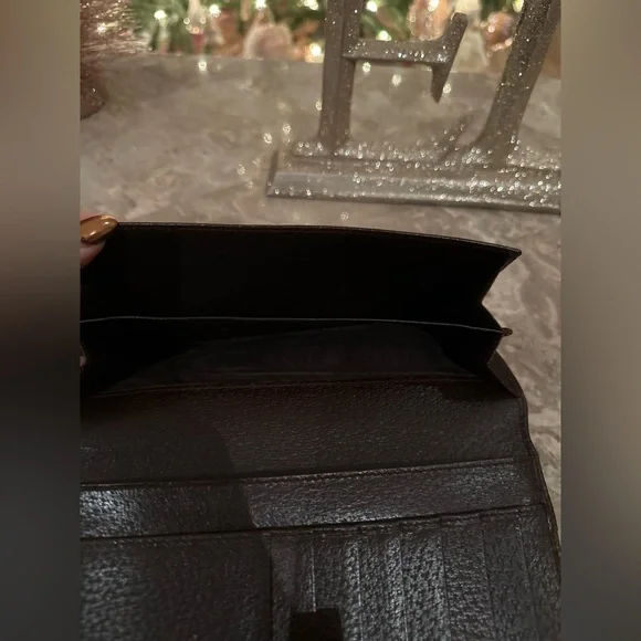 💚❤️GUC❤️💚 Gucci Fold Wallet Sherry Line Long Wallet GG Brown Canvas with leather - Picture 7 of 12